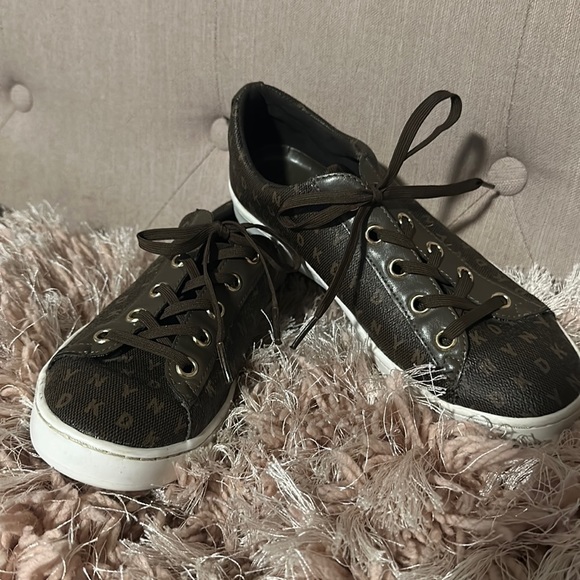 Dkny Shoes - DKNY Brown Letter Sneakers